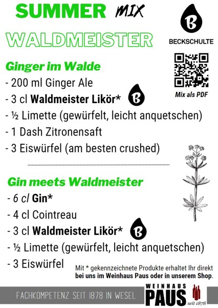 Summer-Mix für Beckschulte Waldmeister Likör 15% Vol.